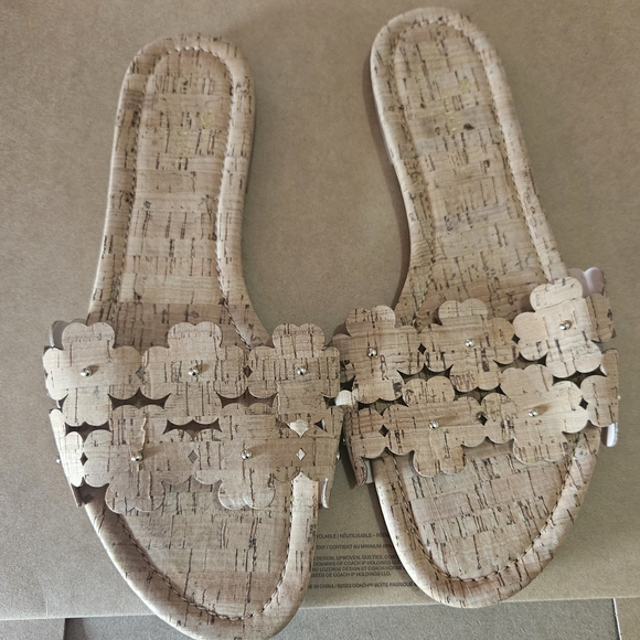 NWOT Kate Spade Natural Daisy Floral Field Slide Sandals Size 8.5 - Picture 5 of 9